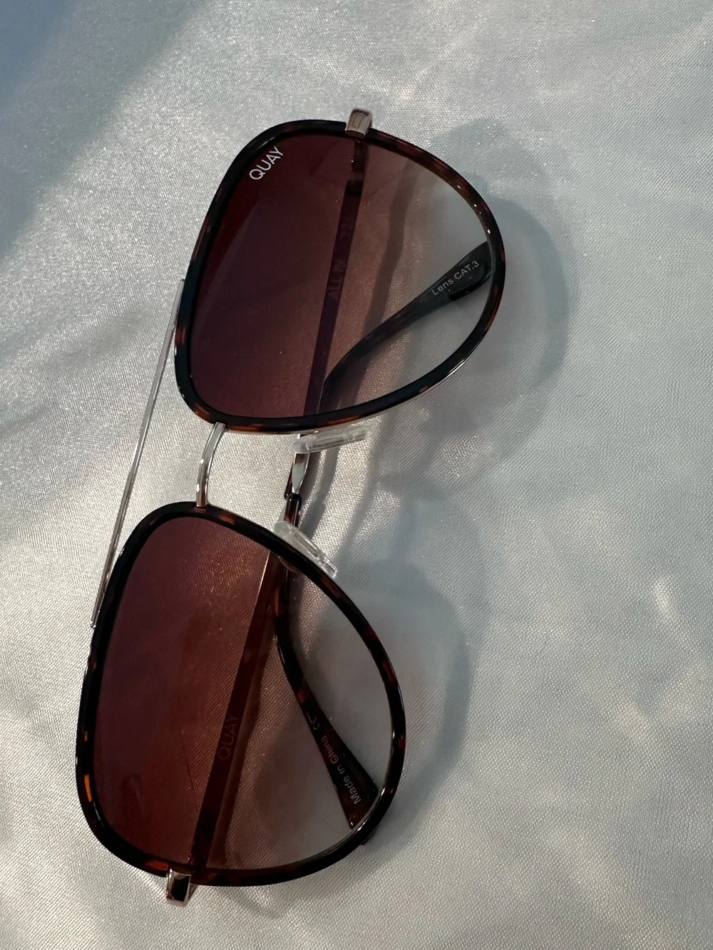 QUAY ALL IN Tortoiseshell Aviator Sunglasses with Gold Bridge